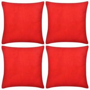 4 Czerwone bawełniane poszewki na poduszki 80 x 80 cm