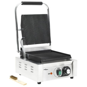Grill do panini, żebrowany, stal nierdzewna, 1800 W, 32x41x19cm