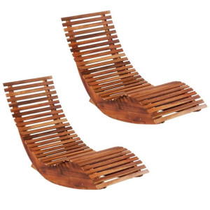 Leżaki bujane, 2 szt., lite drewno akacjowe
