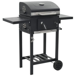 Grill węglowy z dolną półką, czarny