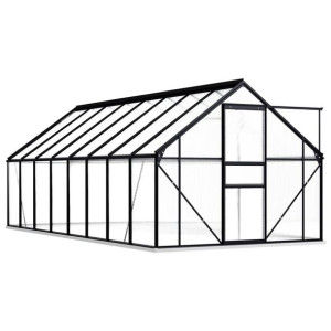 Szklarnia z ramą podstawy, antracytowa, aluminium, 9,31 m³