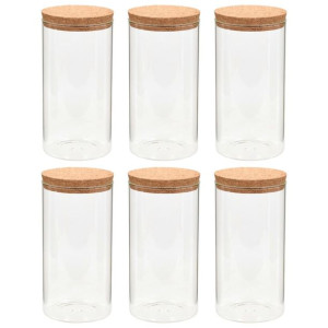Szklane słoje z korkową pokrywką, 6 szt., 1100 ml
