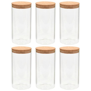 Szklane słoje z korkową pokrywką, 6 szt., 1400 ml