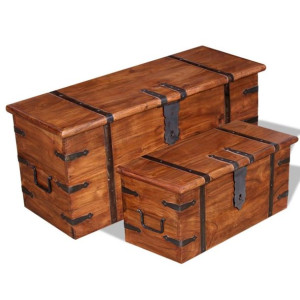 Drewniane skrzynie, 2 szt., lite drewno