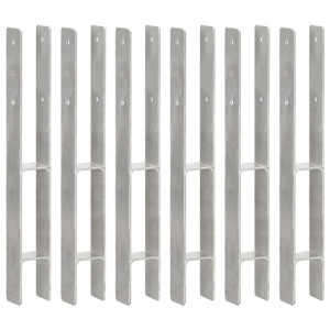 Kotwy do słupków, 6 szt., srebrne, 7 x 6 x 60 cm, stal