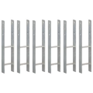 Kotwy do słupków, 6 szt., srebrne, 12 x 6 x 60 cm, stal