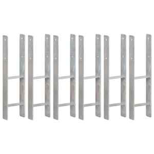 Kotwy do słupków, 6 szt., srebrne, 14 x 6 x 60 cm, stal