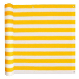 Parawan balkonowy, HDPE, 75x600 cm, żółto-biały