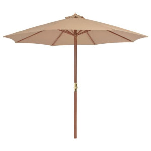 Parasol ogrodowy na drewnianym słupku, 300 cm, taupe