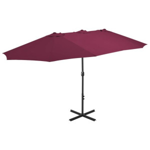Parasol ogrodowy na słupku aluminiowym, 460 x 270 cm, bordowy