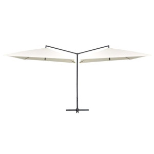 Podwójny parasol na stalowym słupku, 250 x 250 cm, piaskowy
