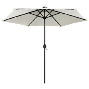Parasol ogrodowy z LED i aluminiowym słupkiem, 270 cm, piaskowy