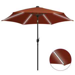 Parasol ogrodowy z LED i aluminiowym słupkiem, 300 cm, terakota