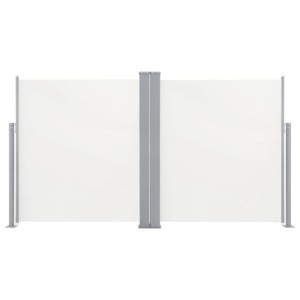 Wysuwana markiza boczna na taras, dwustronna 170x600 cm kremowa