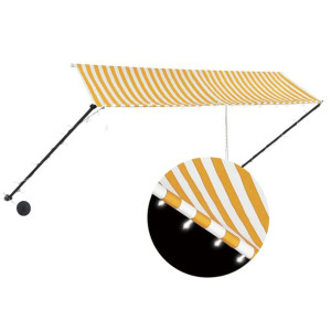 Markiza zwijana z LED, 350 x 150 cm, żółto-biała