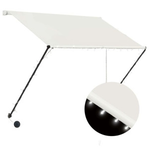 Markiza zwijana z LED, 150 x 150 cm, kremowa