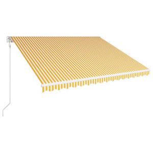 Automatycznie zwijana markiza, 400 x 300 cm, żółto-biała
