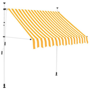 Markiza zwijana ręcznie, 150 cm, żółto-białe pasy