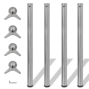 242137 4 Height Adjustable Table Legs Brushed Nickel 870 mm