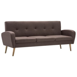 3-osobowa sofa tapicerowana tkaniną, brązowa