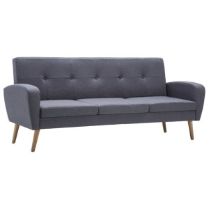 Sofa 3-osobowa, tapicerowana tkaniną, jasnoszara