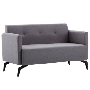 2-osobowa sofa tapicerowana tkaniną, 115x60x67 cm, jasnoszara