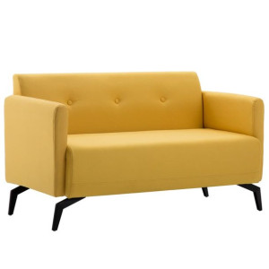 2-osobowa sofa tapicerowana tkaniną, 115x60x67 cm, żółta
