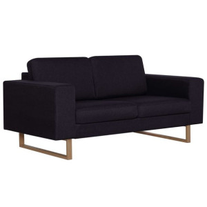 2-osobowa sofa tapicerowana tkaniną, czarna