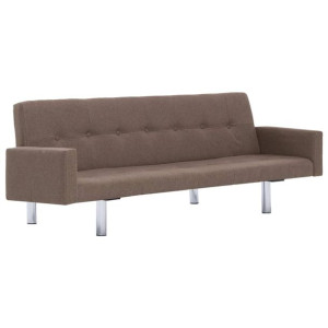 Sofa rozkładana z podłokietnikami, brązowa, poliester