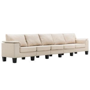 5-osobowa sofa, kremowa, tapicerowana tkaniną