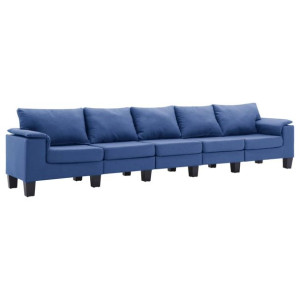 5-osobowa sofa, niebieska, tapicerowana tkaniną