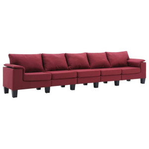5-osobowa sofa, kolor czerwonego wina, tapicerowana tkaniną