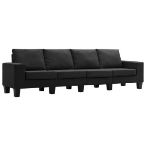 4-osobowa sofa, czarna, tapicerowana tkaniną
