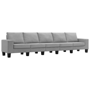 5-osobowa sofa, jasnoszara, tapicerowana tkaniną