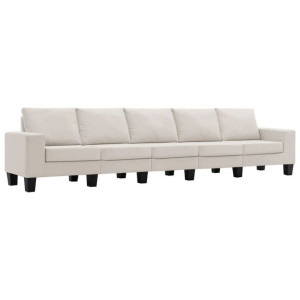 5-osobowa sofa, kremowa, tapicerowana tkaniną