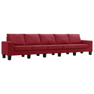 5-osobowa sofa, kolor czerwonego wina, tapicerowana tkaniną