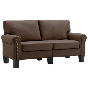 2-osobowa sofa, brązowa, tapicerowana tkaniną