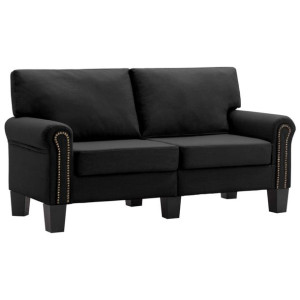 2-osobowa sofa, czarna, tapicerowana tkaniną