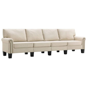 4-osobowa sofa, kremowa, tapicerowana tkaniną