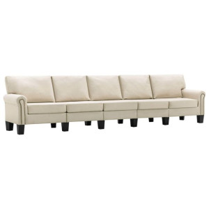 5-osobowa sofa, kremowa, tapicerowana tkaniną
