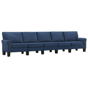 5-osobowa sofa, niebieska, tapicerowana tkaniną