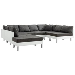 Sofa modułowa, sztuczna skóra, biała