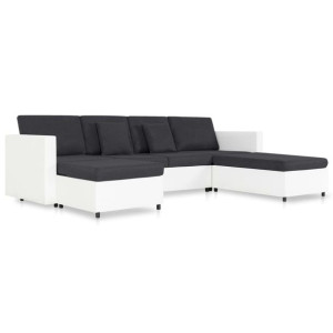 4-osobowa sofa rozkładana, tapicerowana sztuczną skórą, biała