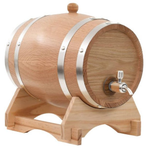 Beczka na wino z kranikiem, lite drewno dębowe, 6 L