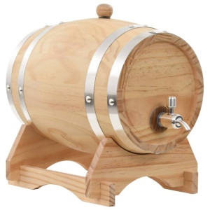 Beczka na wino z kranikiem, lite drewno sosnowe, 6 L