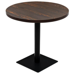 Stolik bistro z MDF, stalowa podstawa, 80x75 cm, ciemny jesion