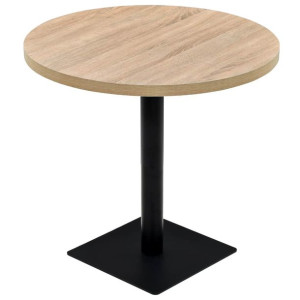 Stolik bistro z MDF, stalowa podstawa, 80x75 cm, kolor dębu