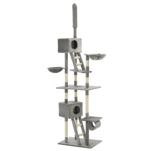 Drapak dla kota z sizalowymi słupkami, 230-260 cm, szary