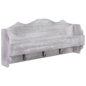 Wieszak ścienny na płaszcze, szary, 50x10x23 cm, drewniany