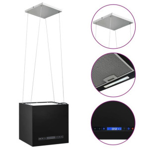 Wiszący okap nad wyspę, dotykowy LCD, 37 cm, stal
